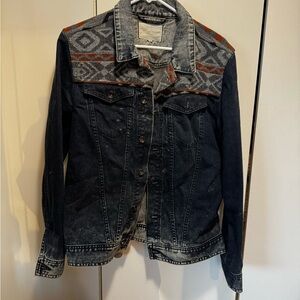 River Island Dark Denim Jacket with Geometric Pattern